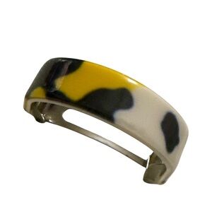 1960’s Vintage French Ponytail Holder Hair Clip in Bright Yellow, Black & White